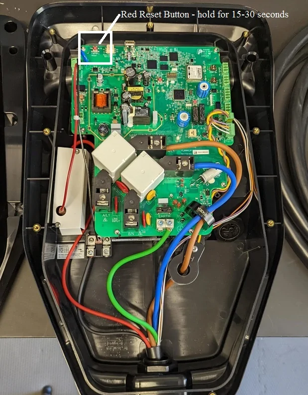 Ford F-150 Lightning Amber Charging Station Pro Fault and Ford Special Needs People in the EV support dept. reset button Ford CSP insides 1