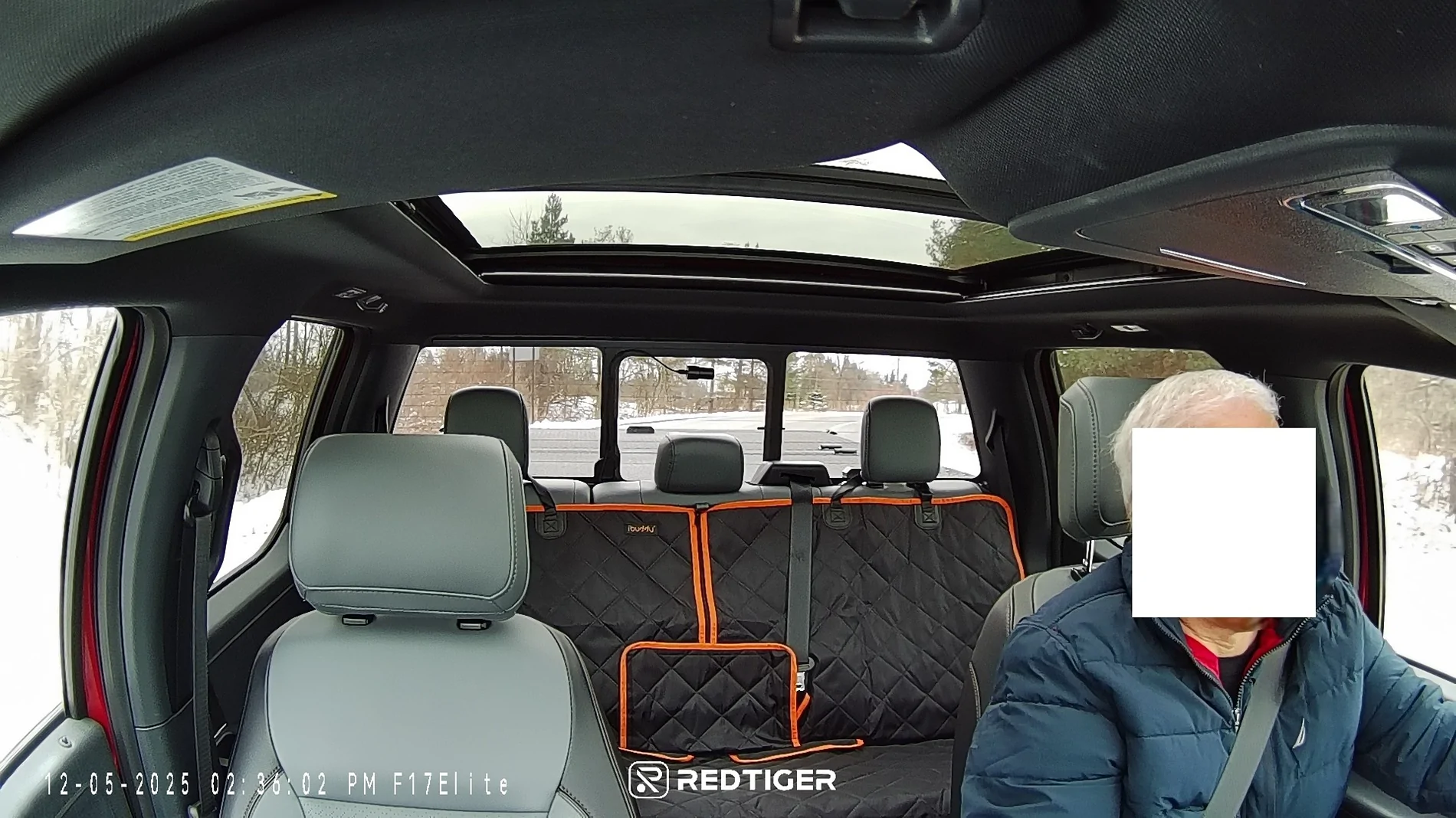 Ford F-150 Lightning RedTiger F17 Elite Dashcam Review Inside shot Lightning day