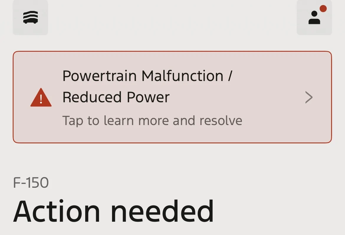 Ford F-150 Lightning Power Train Malfunction Alert IMG_5009