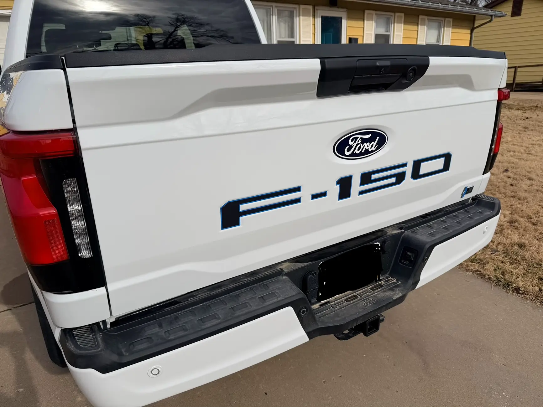 Ford F-150 Lightning Raised reflective letters installed on tailgate and charge door 1768100417559-d5