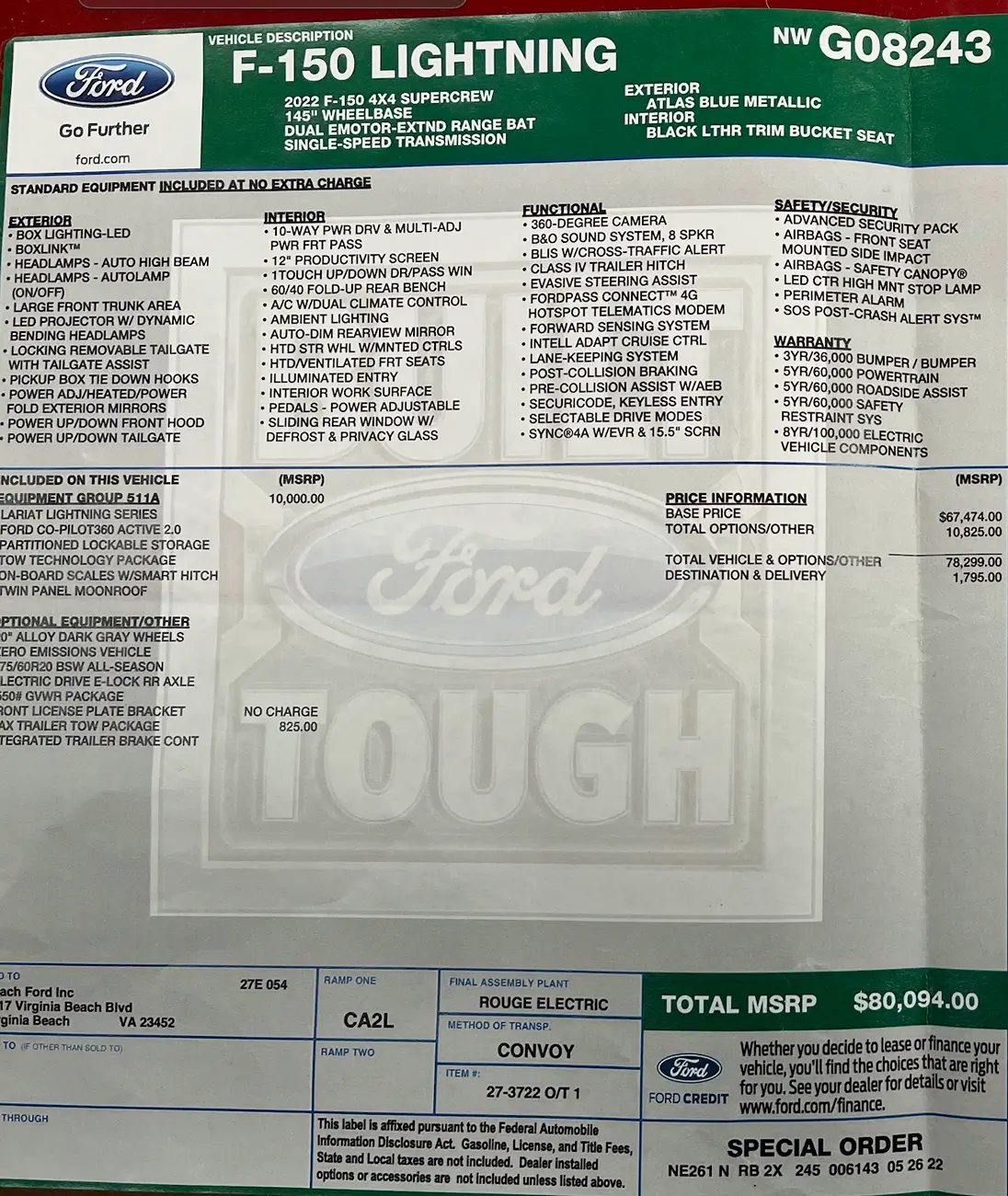 Ford F-150 Lightning 2022 Lariat Extended Range Screenshot 2024-12-30 at 3.06.37 PM