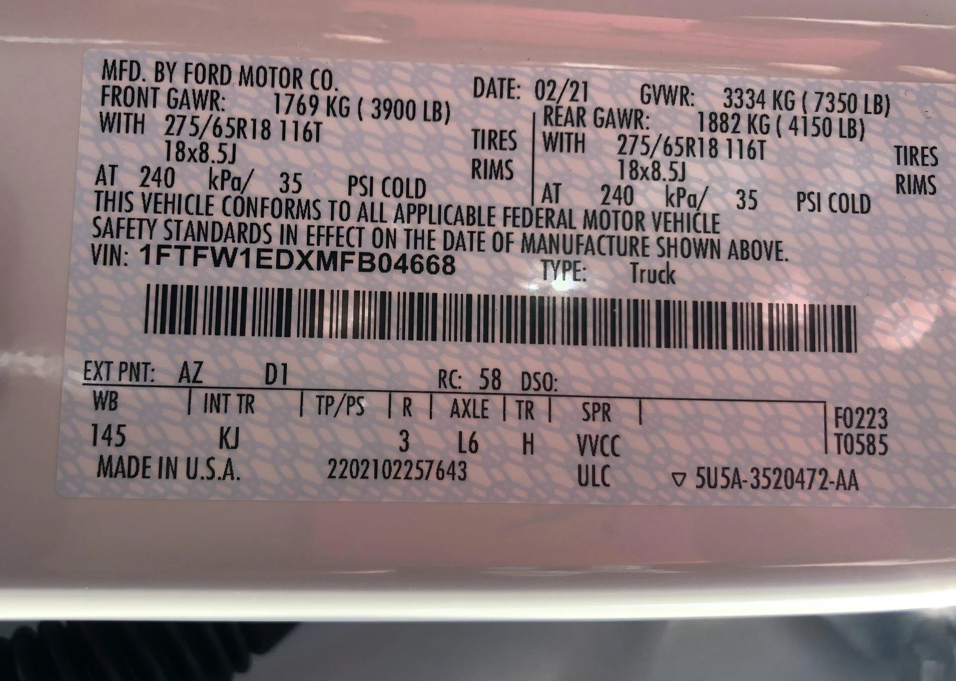 Ford F-150 Lightning King Ranch / Platinum / Limited Payload Sticker thread 448426B7-5D1D-4682-ACF6-74B9D706BFB5