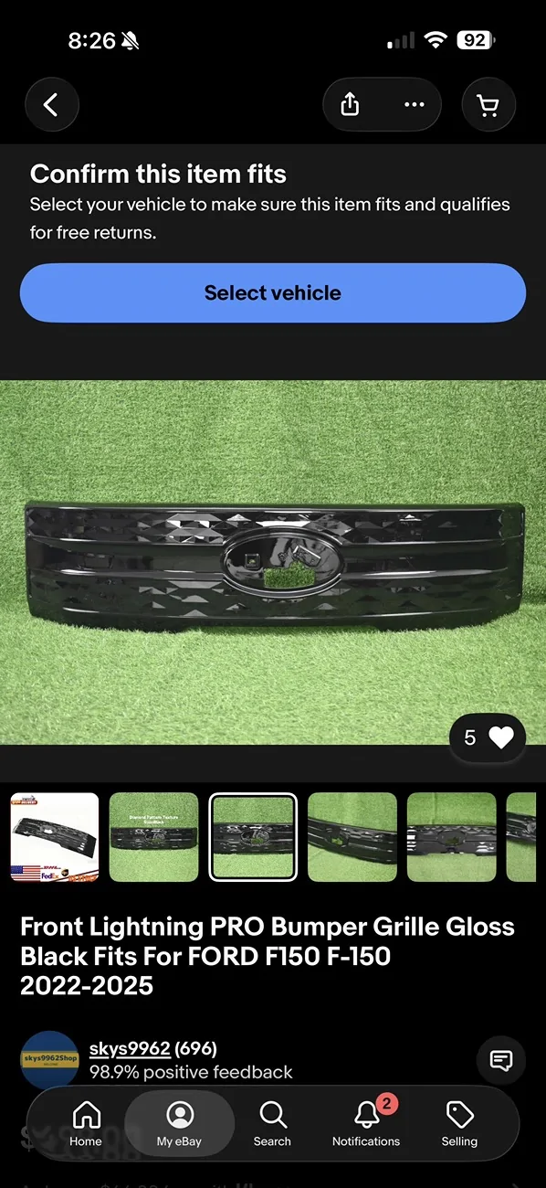 Ford F-150 Lightning “Vader Black” Lightning grille for 1/3 the price of OEM! IMG_0811