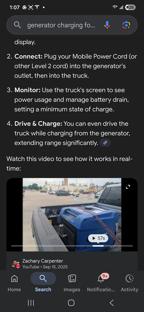 Ford F-150 Lightning Charging while driving is this true anyone ever try this? Screenshot_20260117_010729_Googl