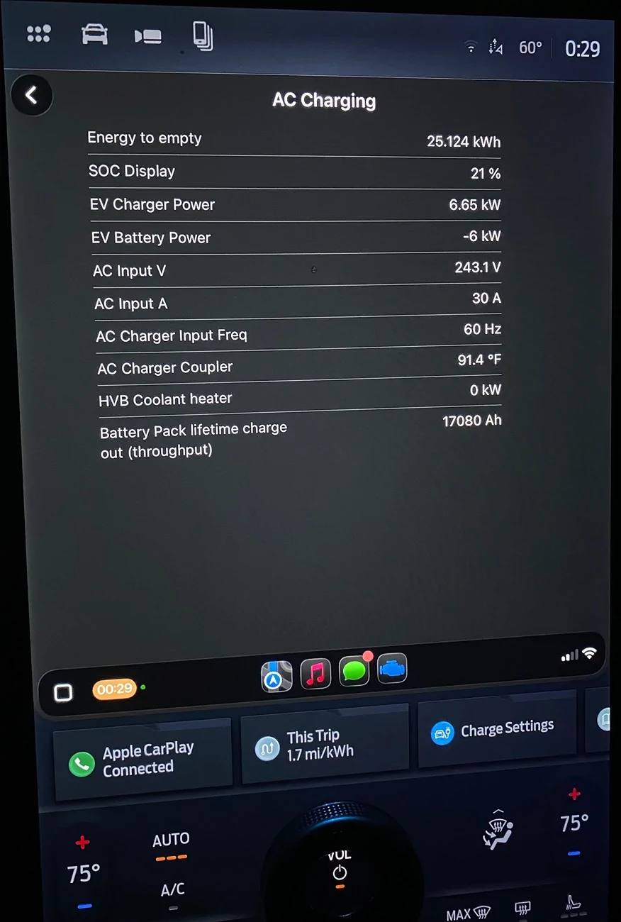 Ford F-150 Lightning Battery percent increasing after unplugging IMG_3106