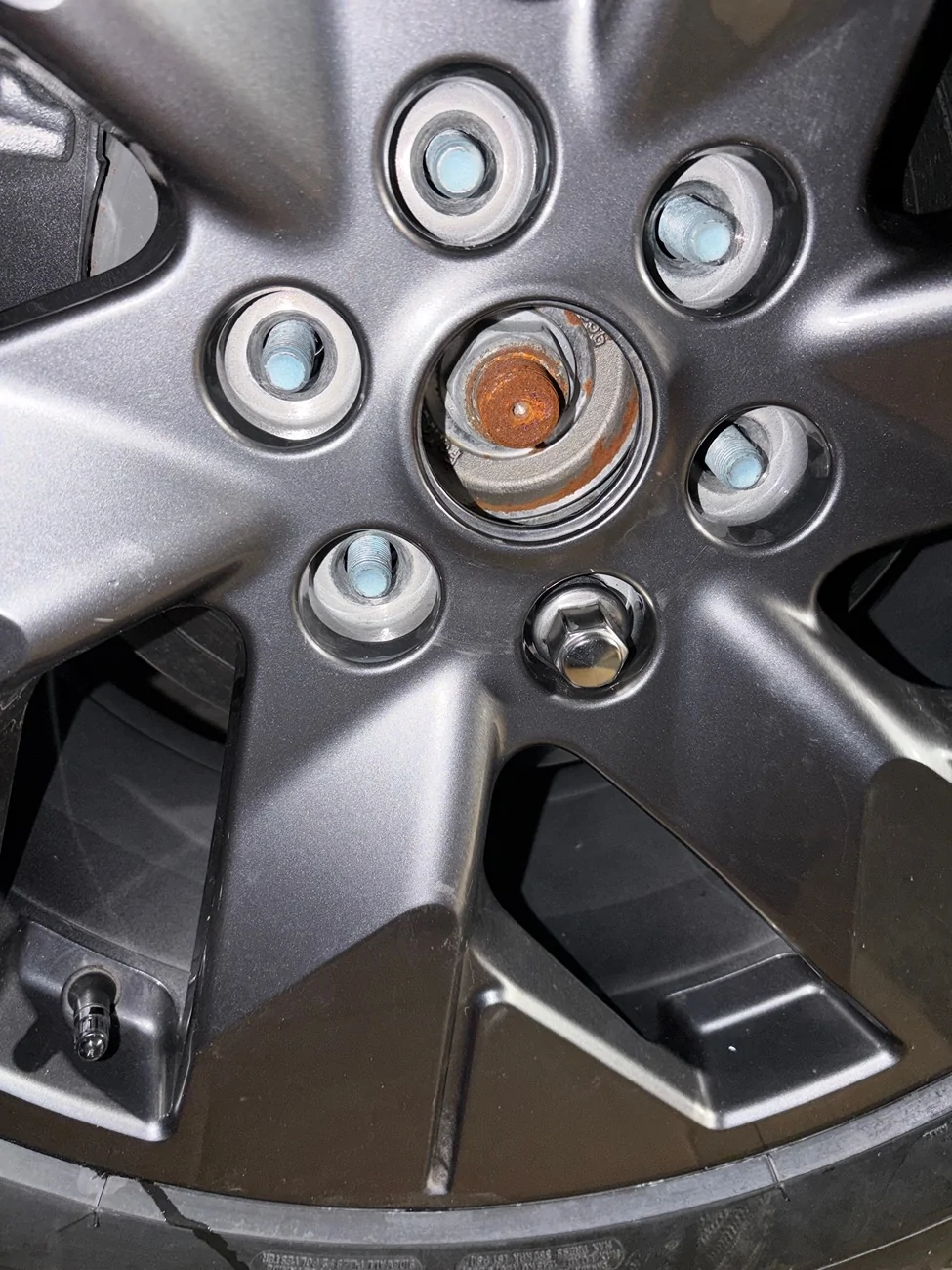 Ford F-150 Lightning Snow Tires Are On- Excessive Rust on Axle Nut IMG_3206