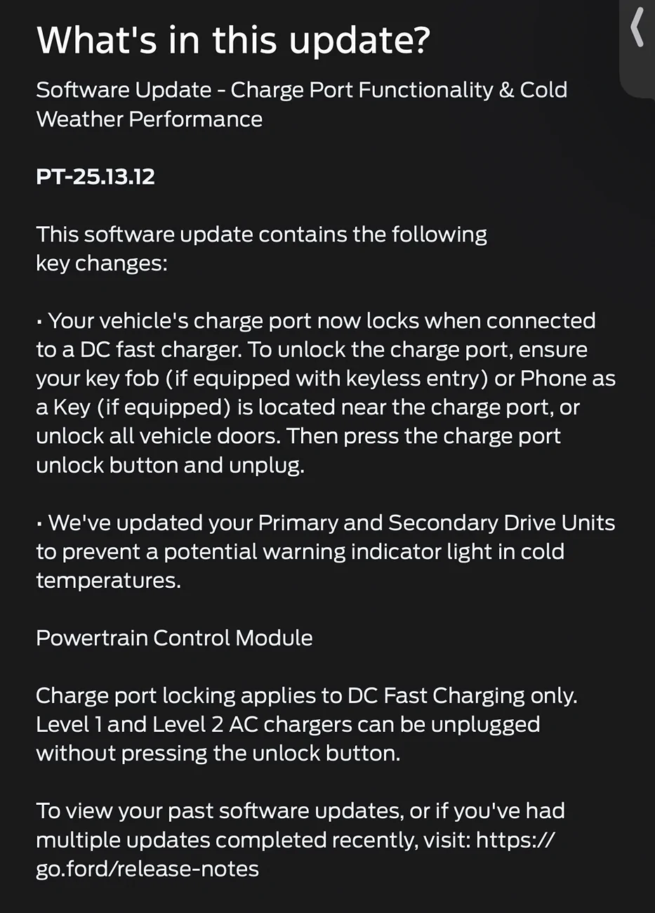 Ford F-150 Lightning Software Update PT-25.13.12 : Charge Port Functionality & Cold Weather Performance IMG_0888