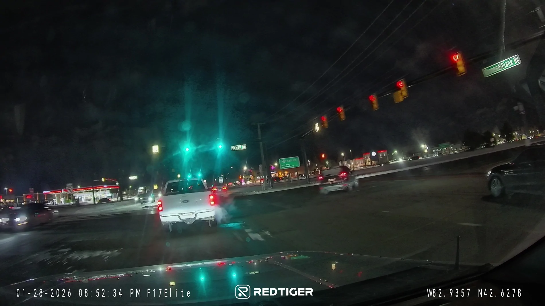 Ford F-150 Lightning Redtiger F17 Elite Dashcam Review FRONT NIGHT