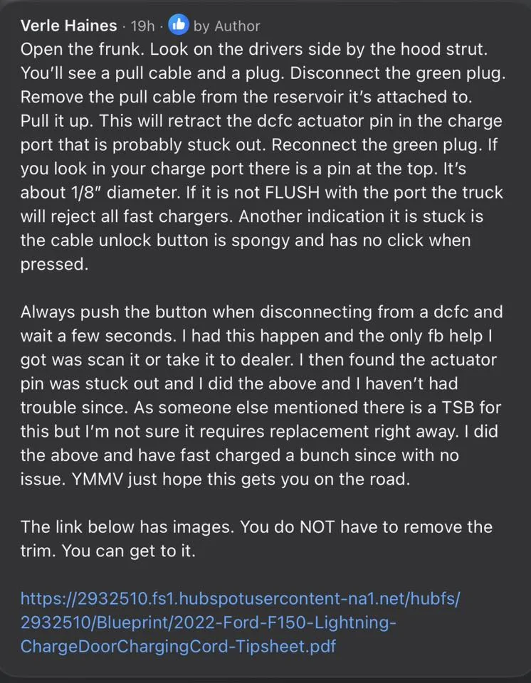 Ford F-150 Lightning Lvl 3 charging error but lvl 1 & 2 work fine. 1769977686960-zm