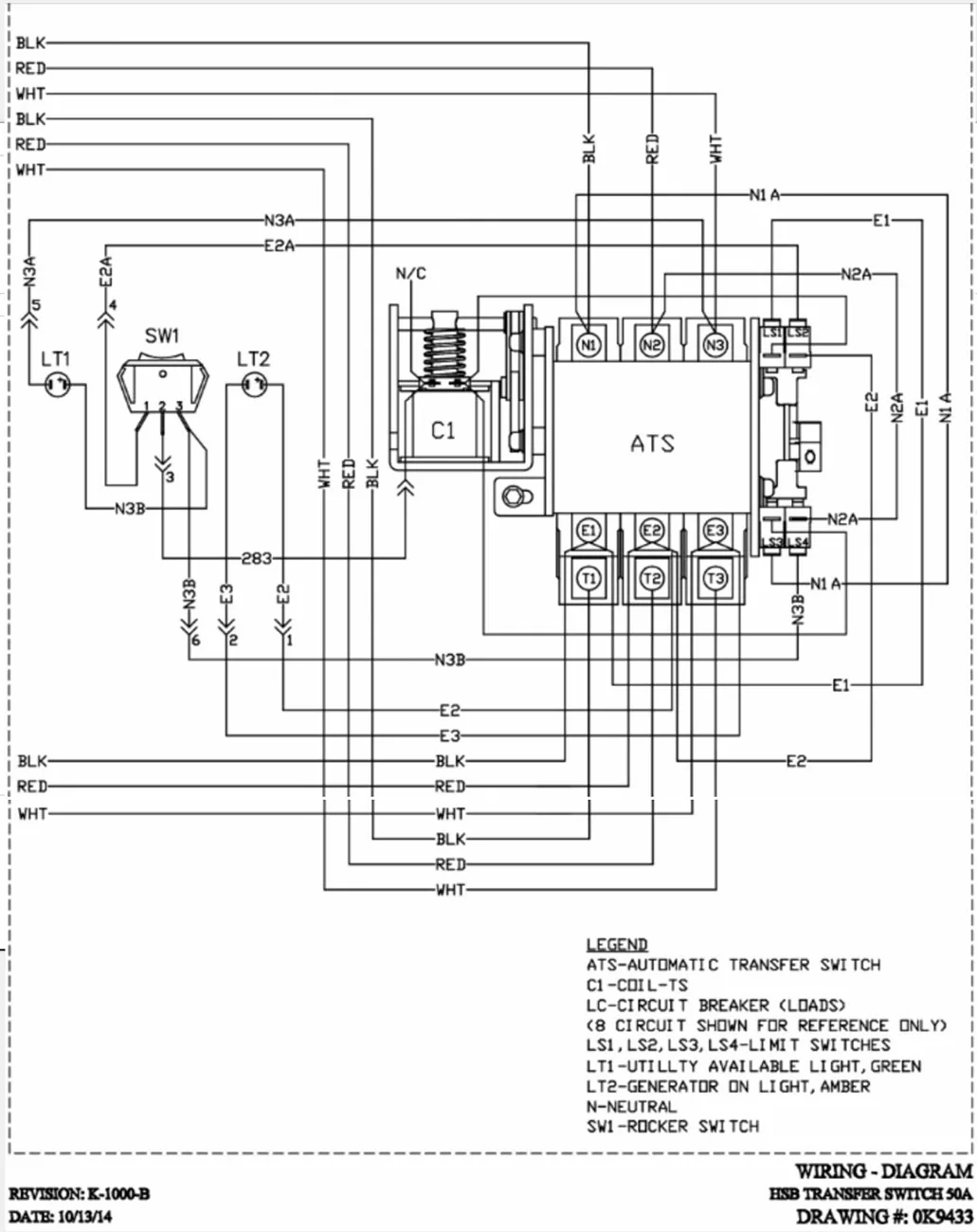 Ford F-150 Lightning Generac 6854 with 120 VAC input Generac MTS - Wiring Diagram OK9433