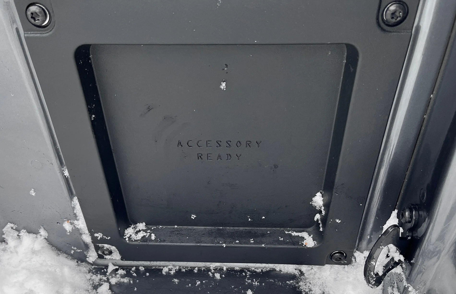 Ford F-150 Lightning Accessory Ready panel in bed IMG_2777