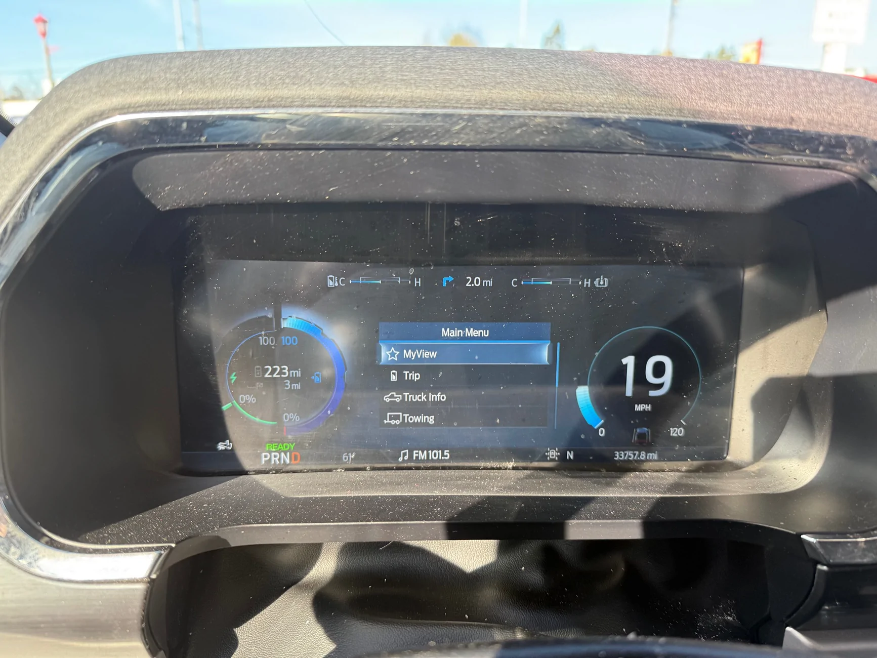 Ford F-150 Lightning Truck shows charged to 100% without being plugged into a charger. IMG_0878