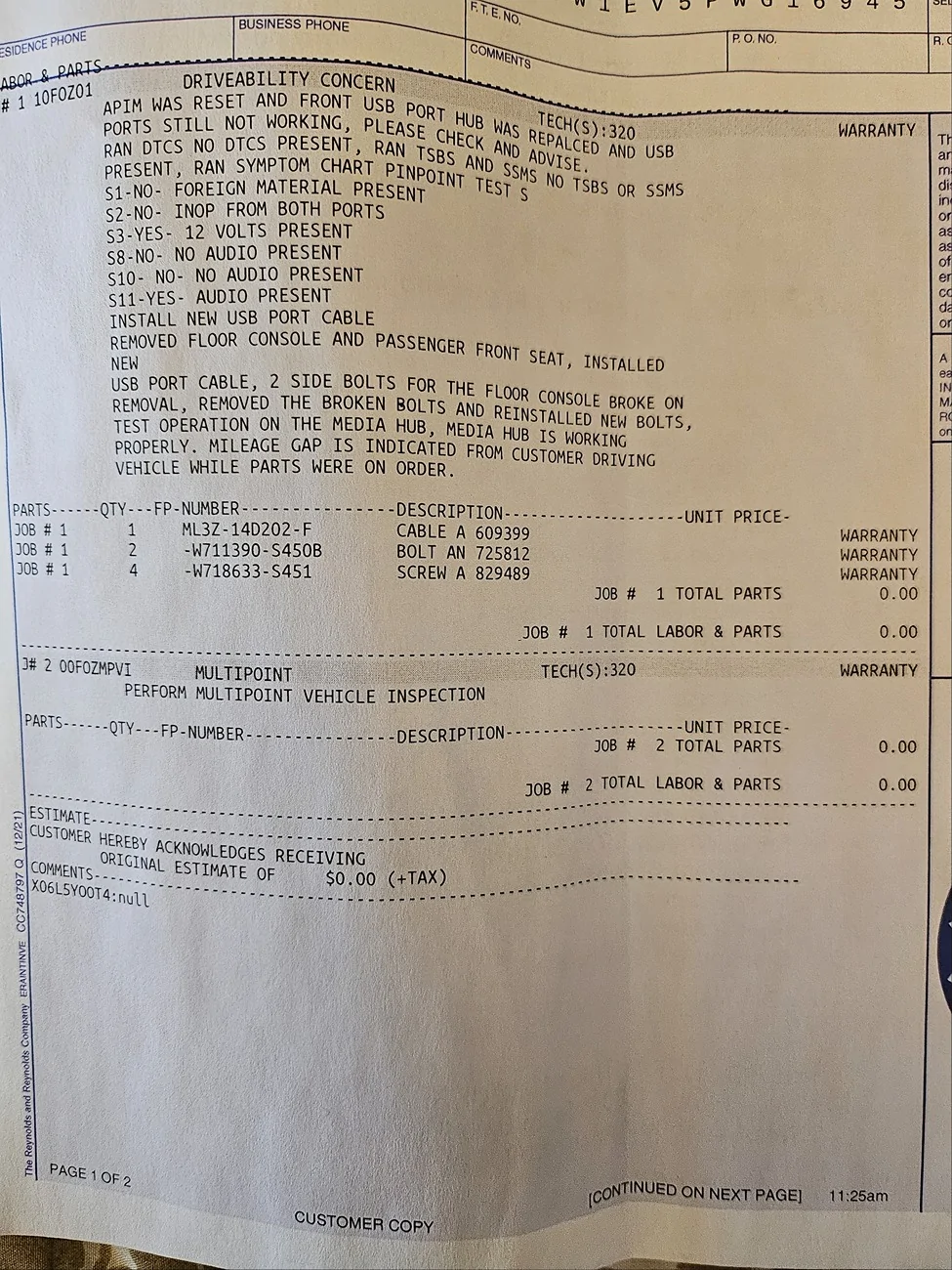 Ford F-150 Lightning Both Front USB Ports Will Not Charge 20260219_094212