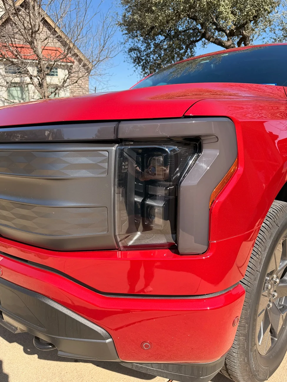 Ford F-150 Lightning Tinted light bar on Rapid Red IMG_2473