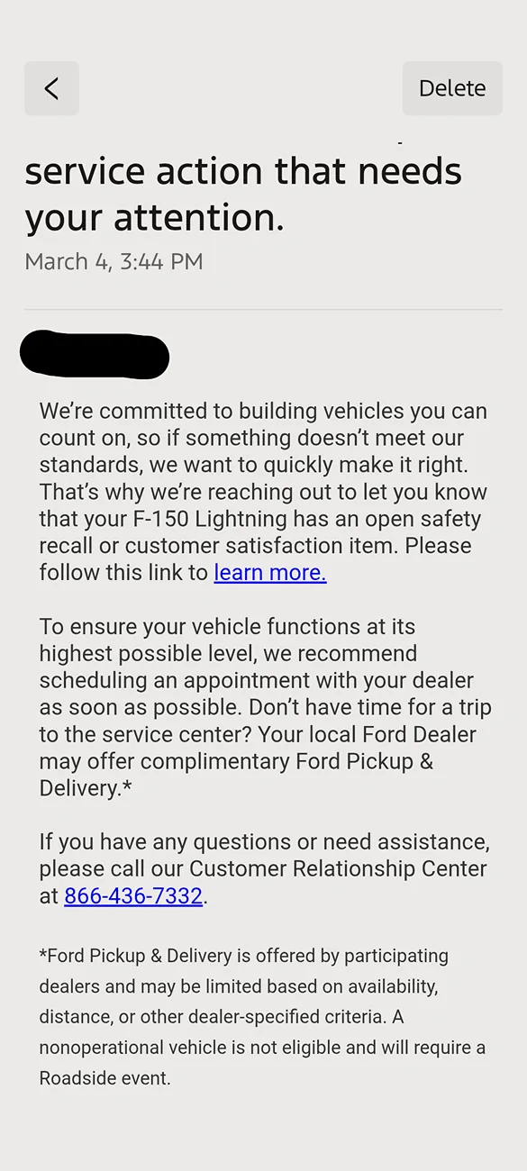 Ford F-150 Lightning 25C69 Recall - Ford Recalls 2022-2026 F-150 Lightning Over Rollaway Risk Screenshot_20260304-155804-270