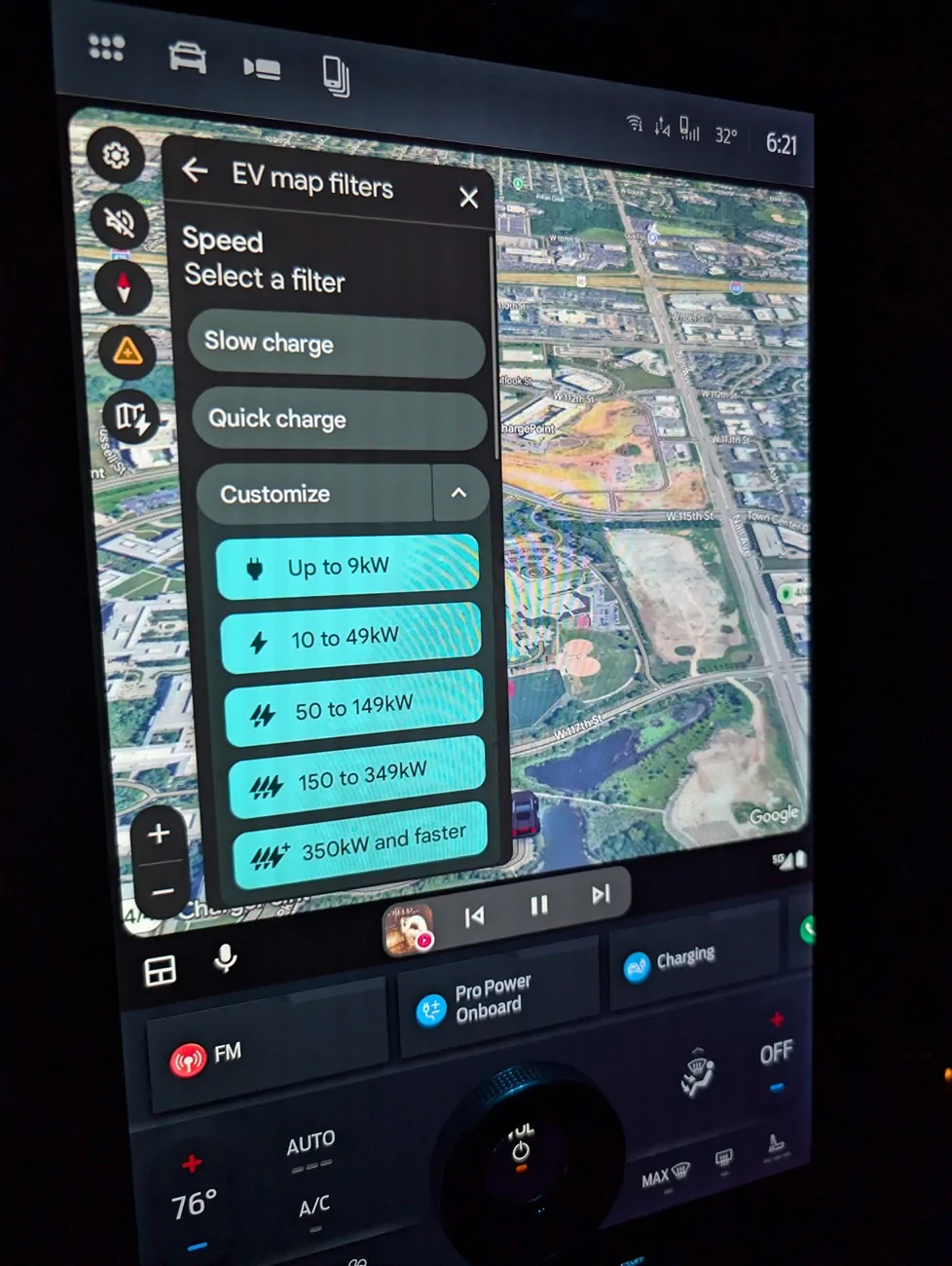 Ford F-150 Lightning EV Map Filters on Android Auto new? PXL_20260312_112201287