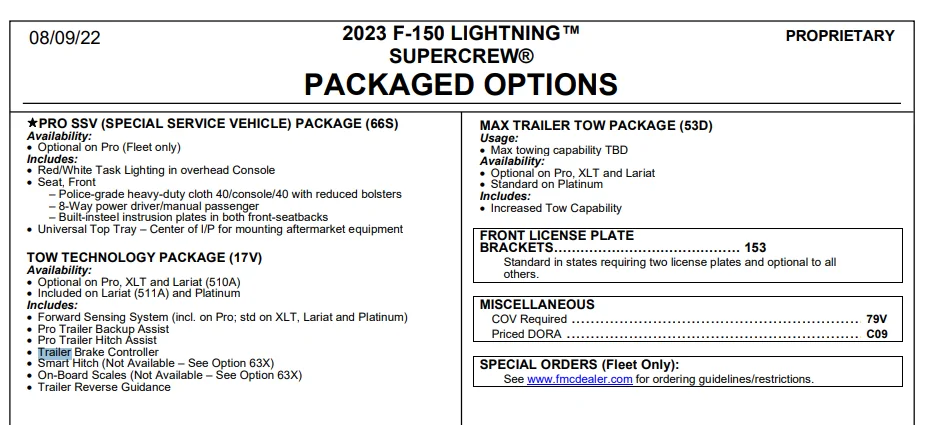 Ford F-150 Lightning Trailer brake controller 2023 312A equipment 1773417092020-r