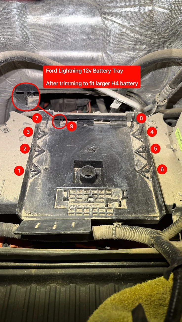 Ford F-150 Lightning 12V Battery replacement with H4 4-Cuts-After