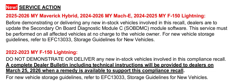 Ford F-150 Lightning Before You Schedule an Appointment for the Recall 25C69 (IPM) Fix -- make sure your dealer has the actual software update needed 25C69_Sup2