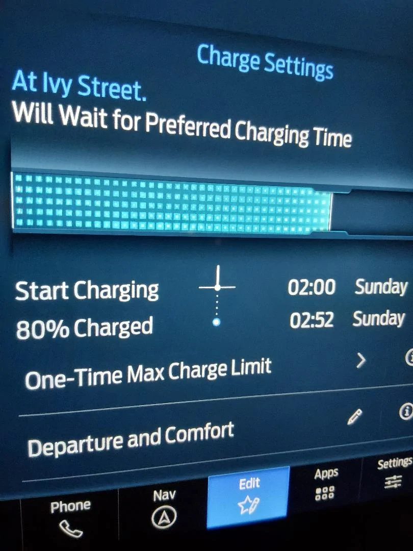 Ford F-150 Lightning Enabling charge speed on dash. 12-inch charging APIM screen with 2024 IPC.AB