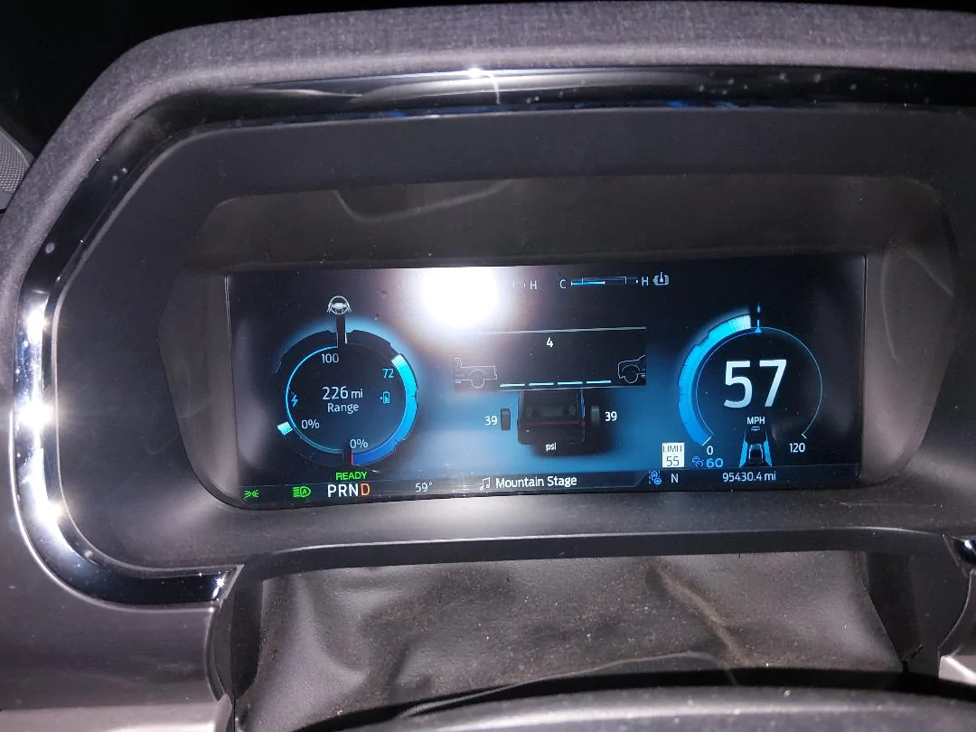 Ford F-150 Lightning Enabling charge speed on dash. Following Distance forward long (4 segment) Adaptive Cruise Control screen with the 2024 IPC