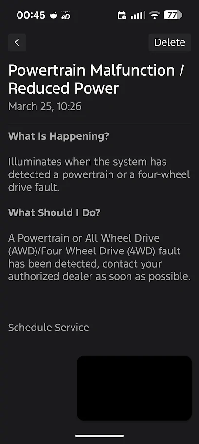 Ford F-150 Lightning Powertrain Malfunction Reduced power PowertrainMalfunction
