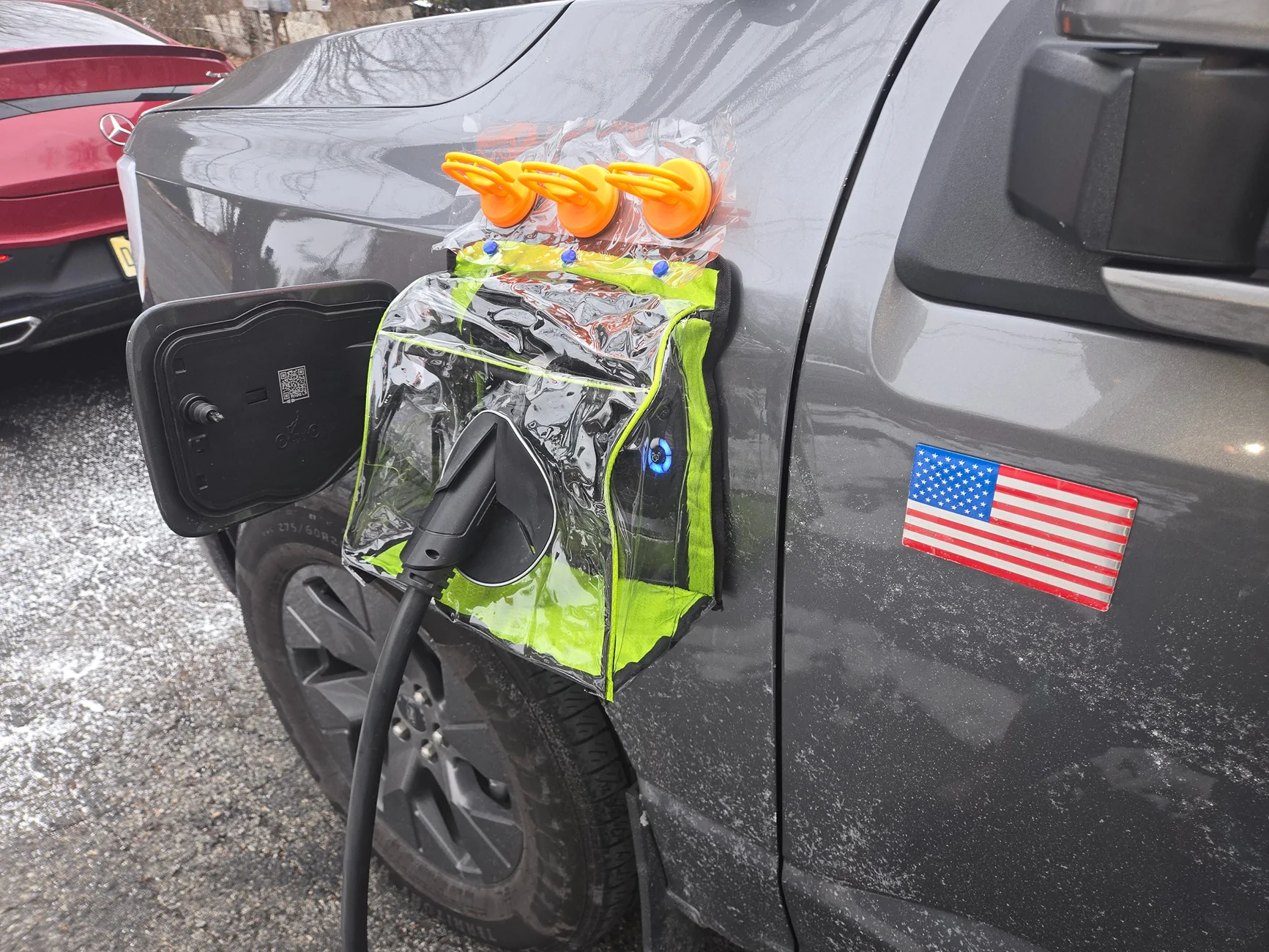 Ford F-150 Lightning Bad weather charging cover 20251226_135056