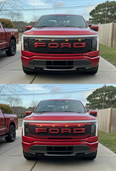Ford F-150 Lightning ‼️ UPDATE FORD E-RAPTOR grille swap and install tutorial Red Front