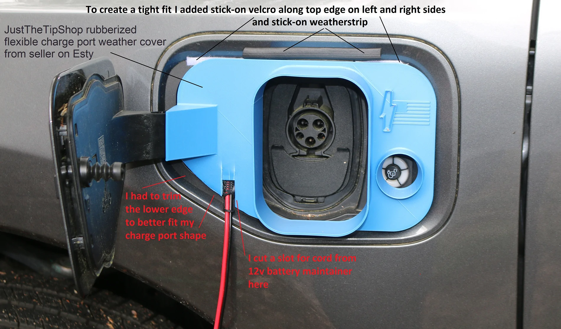 Ford F-150 Lightning Bad weather charging cover Etsy port cover trimmed