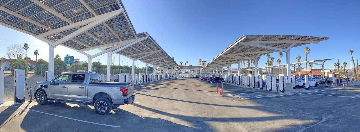 Ford F-150 Lightning Tesla Supercharger Extention Take 2 😆 Barstow