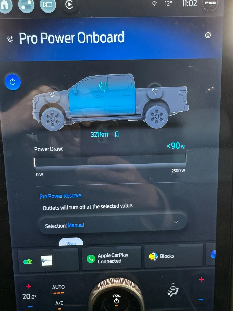 Ford F-150 Lightning Identify ProPower, APIM says 2.4 kw, but 240V available. IMG_1439