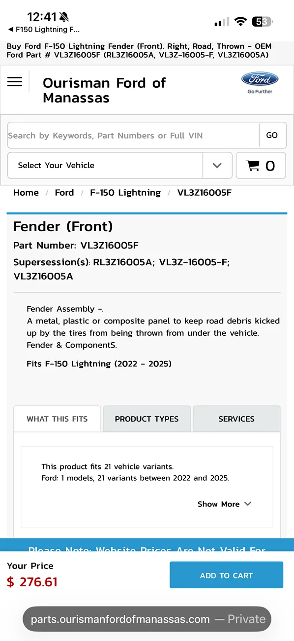 Ford F-150 Lightning WTB: RH Front Fender VL3Z-16005-F (Lightning) — backordered everywhere IMG_4491