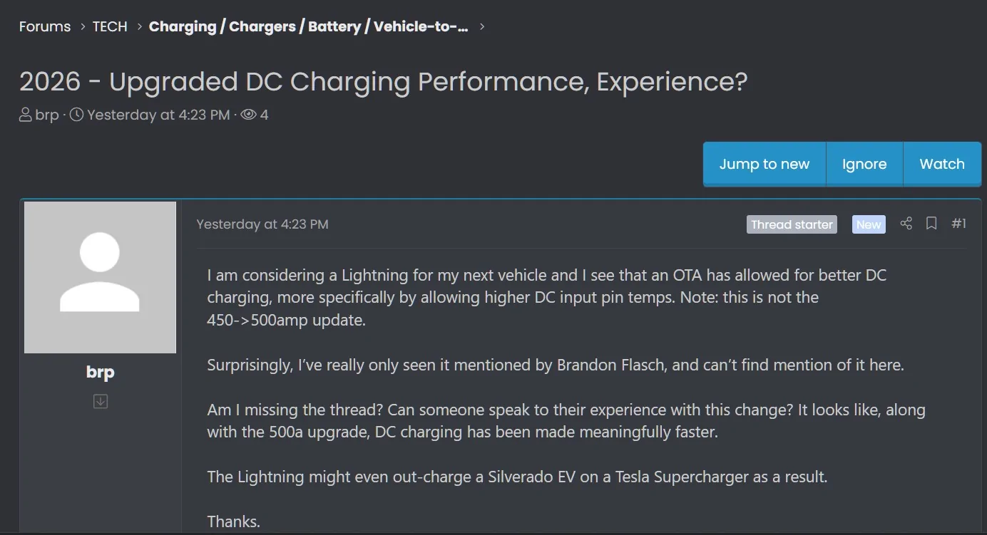 Ford F-150 Lightning 2026 - Upgraded DC Charging Performance, Experience? 2026lightningerror