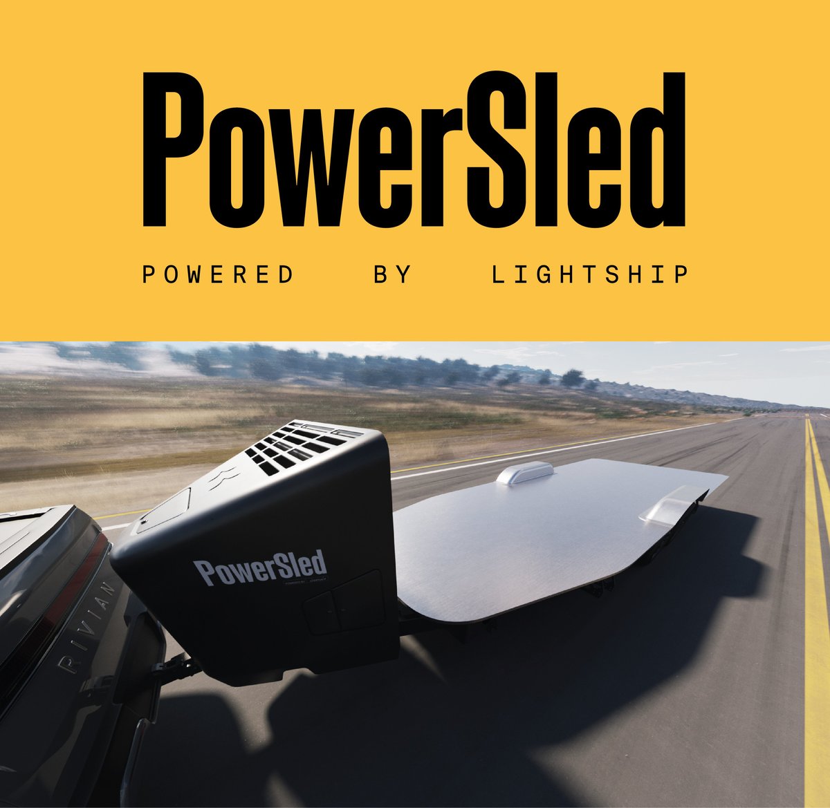 Ford F-150 Lightning Lightship introduces the PowerSled powered utility trailer width=1200&upscale=true&name=PowerSled_Header_V1_3
