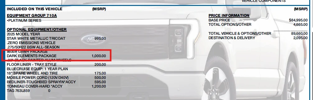 Ford F-150 Lightning Black appearance package OEM wrap & emblems 1781098830956-e9