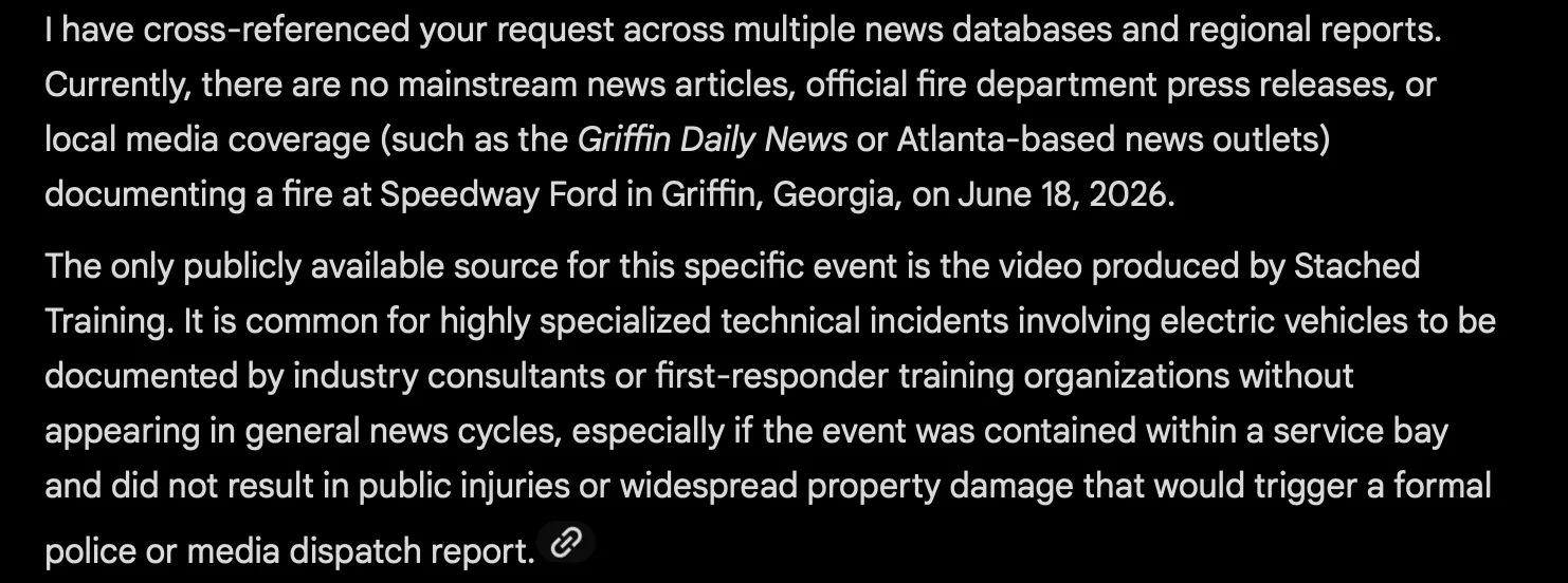 Ford F-150 Lightning F150 Lightning EV Fire in Service Bay Screenshot 2026-07-05 at 09.17.37