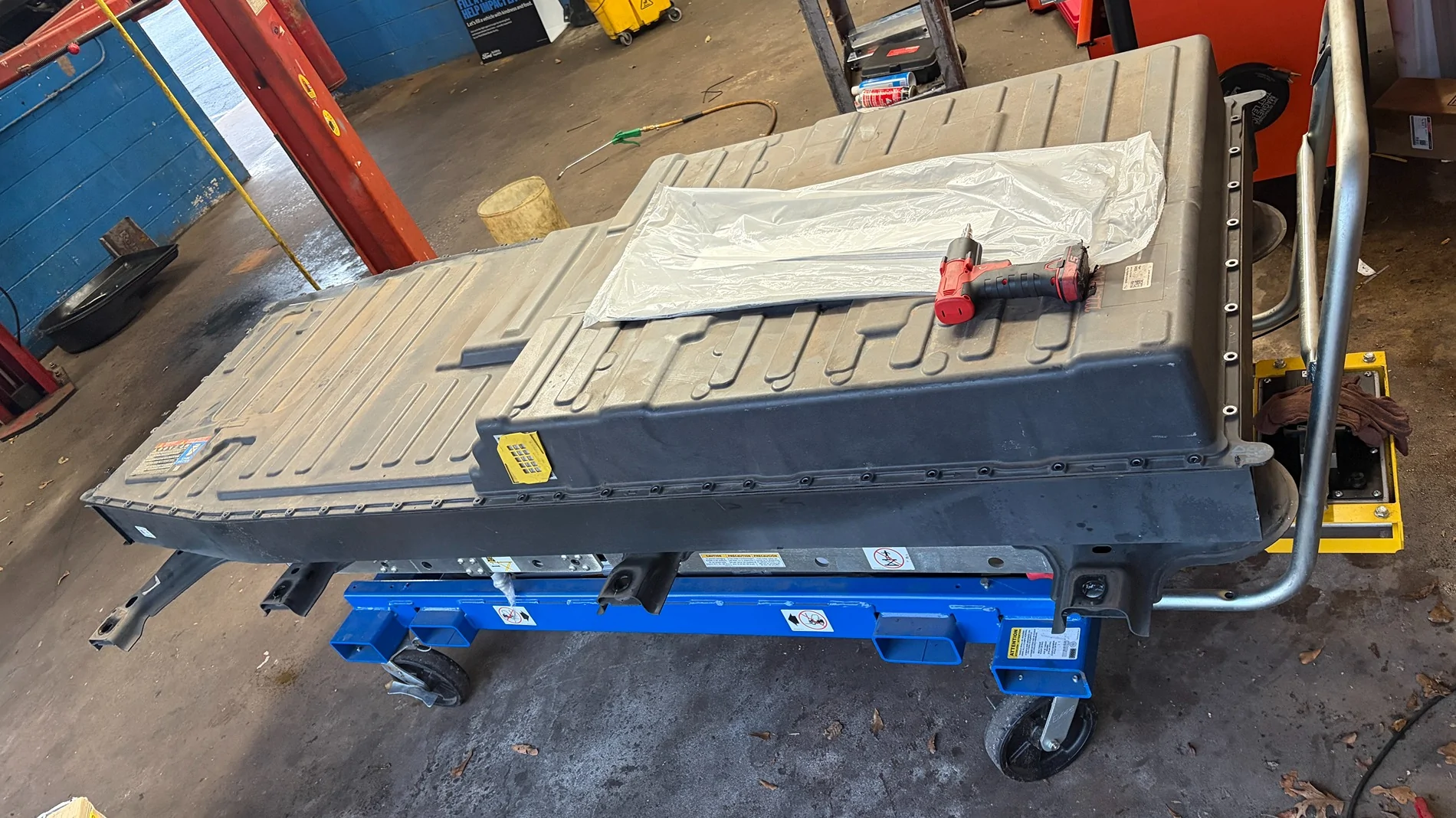 Ford F-150 Lightning F150 Lightning EV Fire in Service Bay 11 12 battery pack dropped