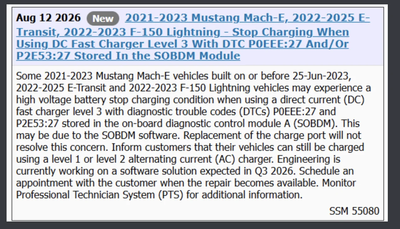 Ford F-150 Lightning SSM 55080 Some 2022-2023 Lightning may stop charging on DC fast charger Screenshot 2026-08-12 at 17.26.40