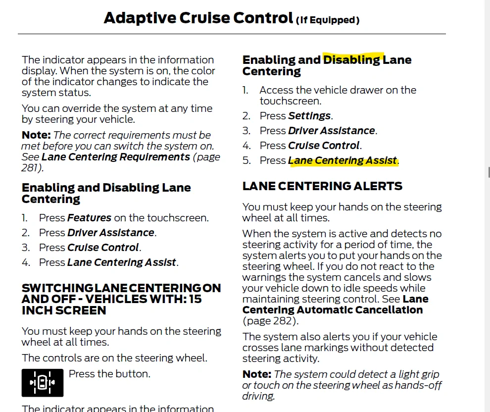 Ford F-150 Lightning Cruise Control.  "Hands on Wheel" Warning Every 45 Seconds 1786985500688-3r