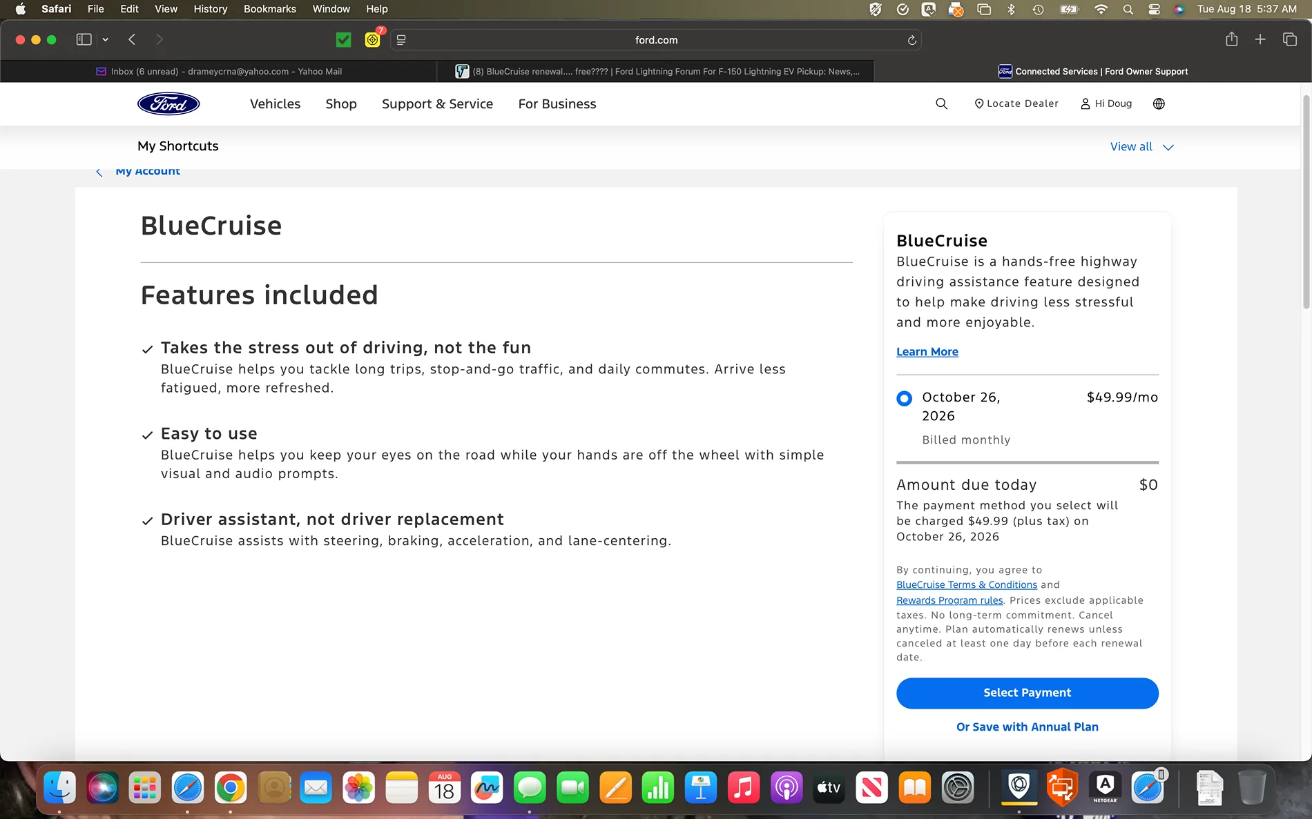 Ford F-150 Lightning BlueCruise renewal.... free???? Screenshot 2026-08-18 at 5.37.44 AM