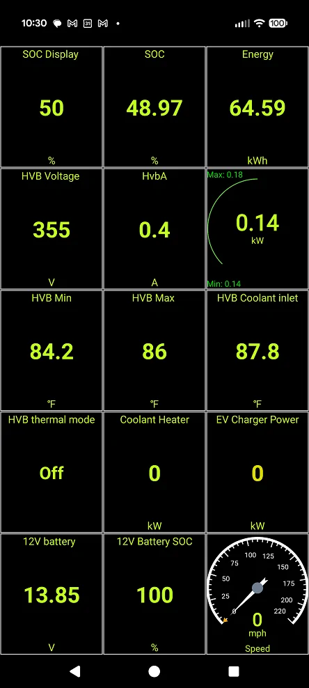 Ford F-150 Lightning Power consumption using PPOB only vs truck on CarScanner after test 2