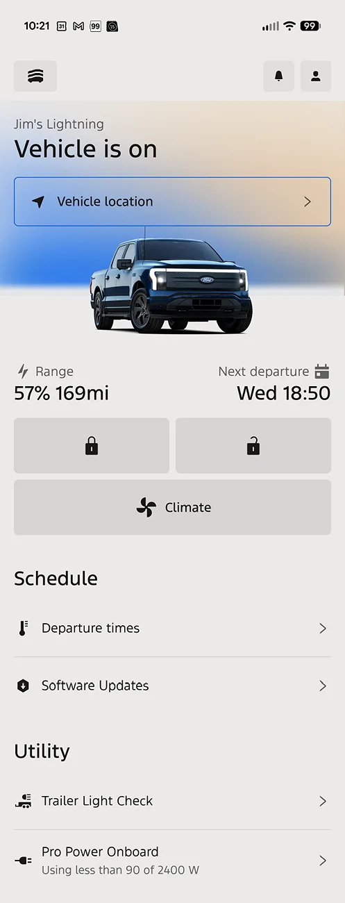 Ford F-150 Lightning Power consumption using PPOB only vs truck on Ford App after test 1