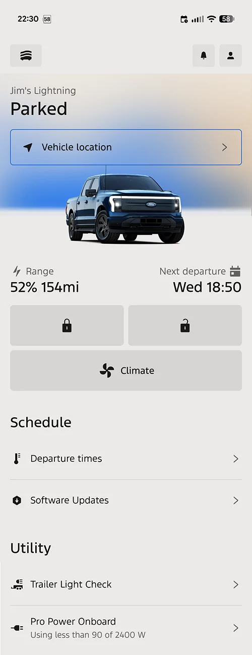 Ford F-150 Lightning Power consumption using PPOB only vs truck on Ford App before test 2