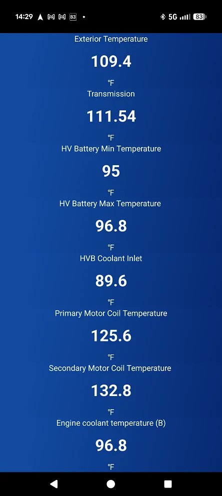 Ford F-150 Lightning What are these CarScanner fields measuring? CarScanner temperatures