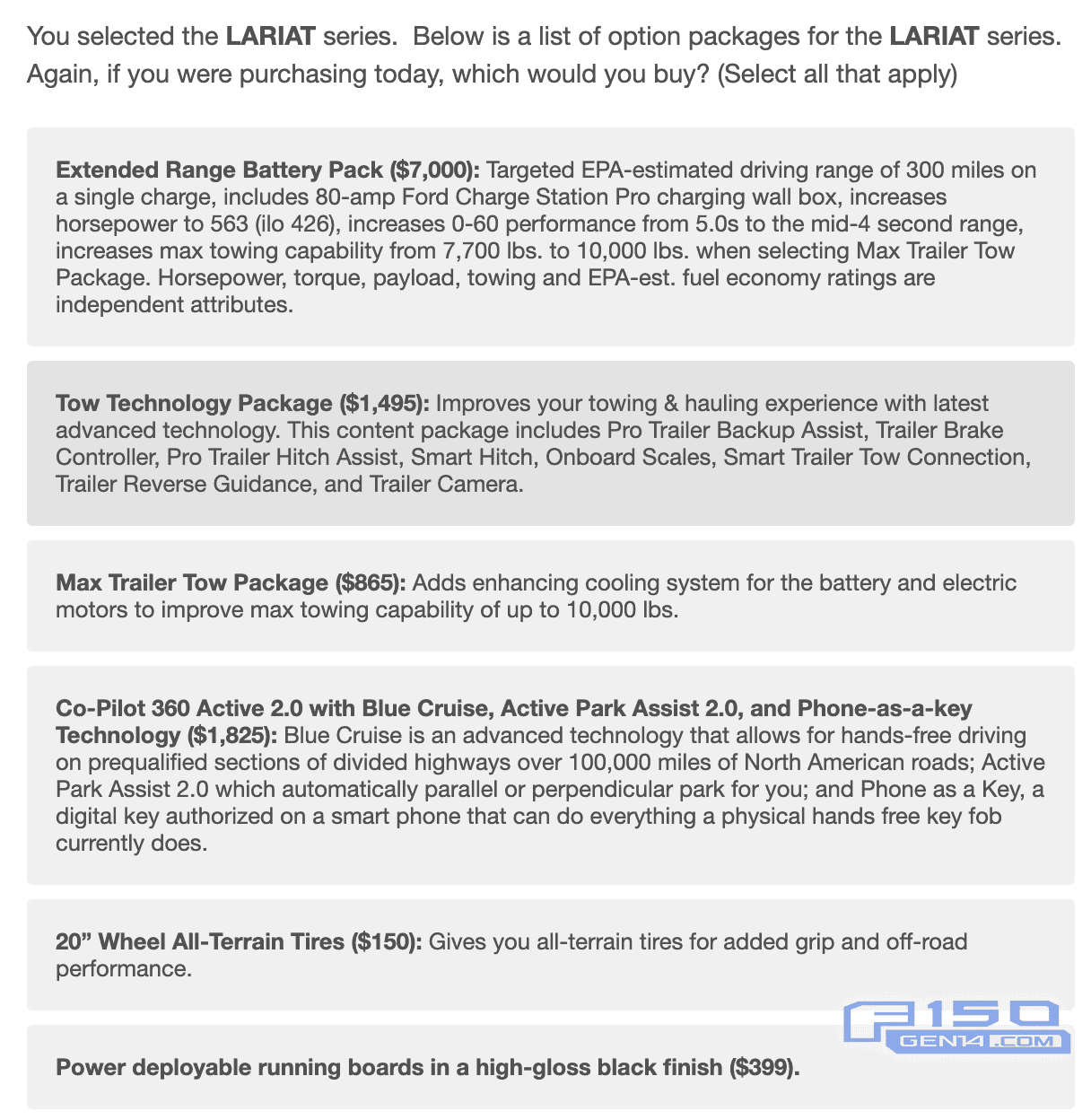 Ford F-150 Lightning Trim Pricing For 2022 F-150 Lightning Revealed in Survey Email! [Before and After Tax Credit] F-150 Lighting Survey Pricing Lariat