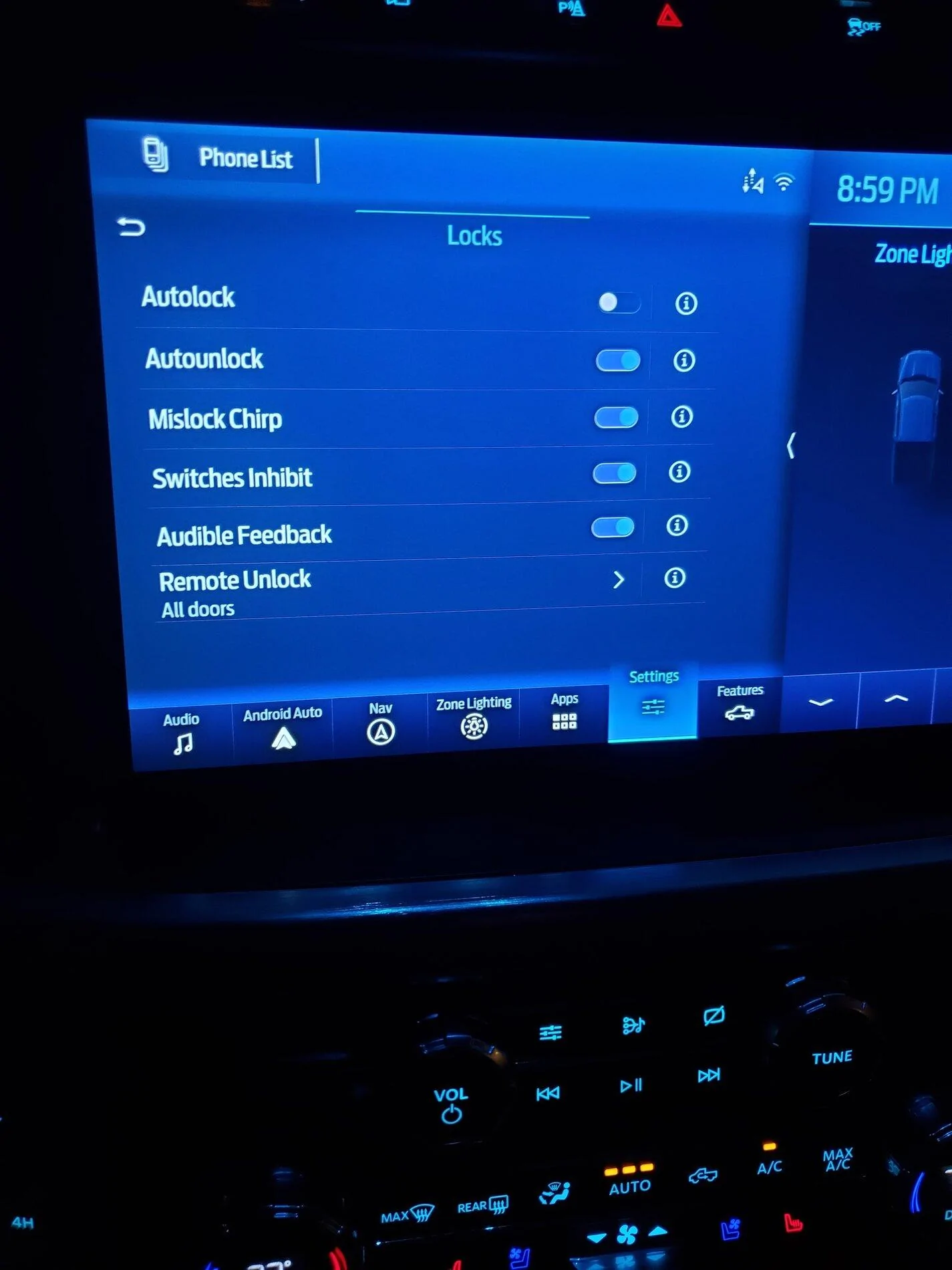 Ford F-150 Lightning Autolock disaable 20210618_205924