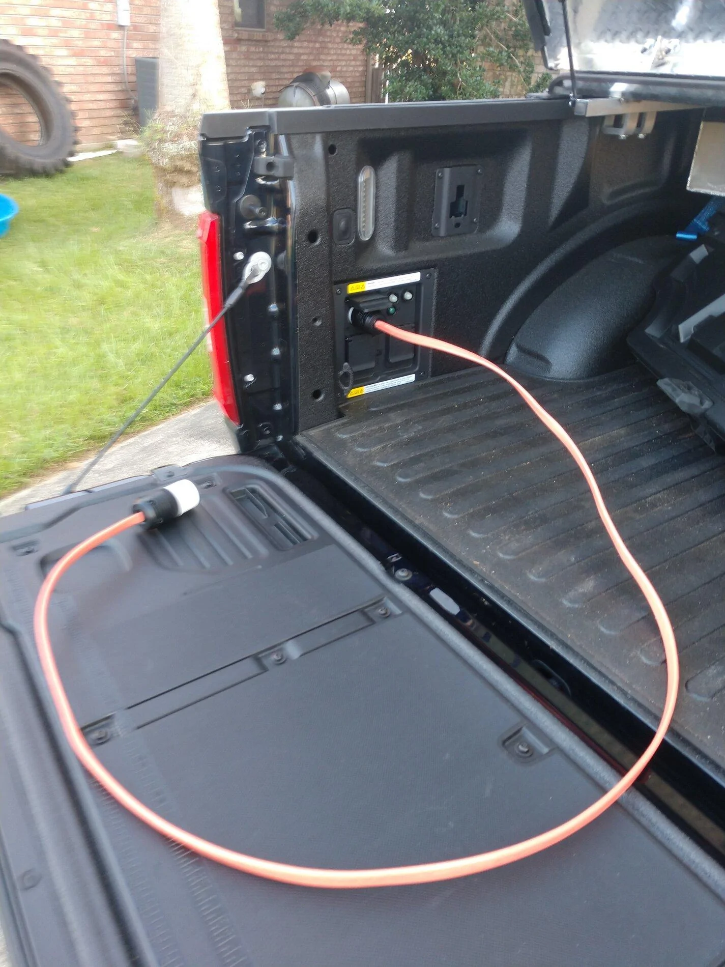 Ford F-150 Lightning Powerboost 7.2kW Towing Travel Trailer - First hookup and test results IMG_20210822_183604320