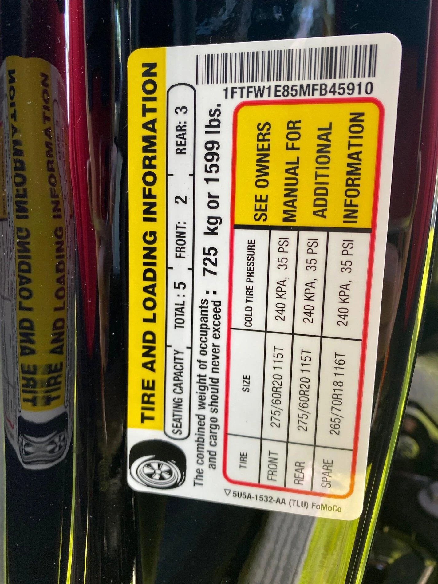 Ford F-150 Lightning King Ranch / Platinum / Limited Payload Sticker thread IMG_8495