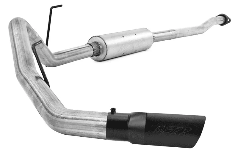 Ford F-150 Lightning 2021 F150 MBRP Installer Series Black Tip "Race" 4" Cat-Back Exhaust Kit S5209ALBT 1634687153166