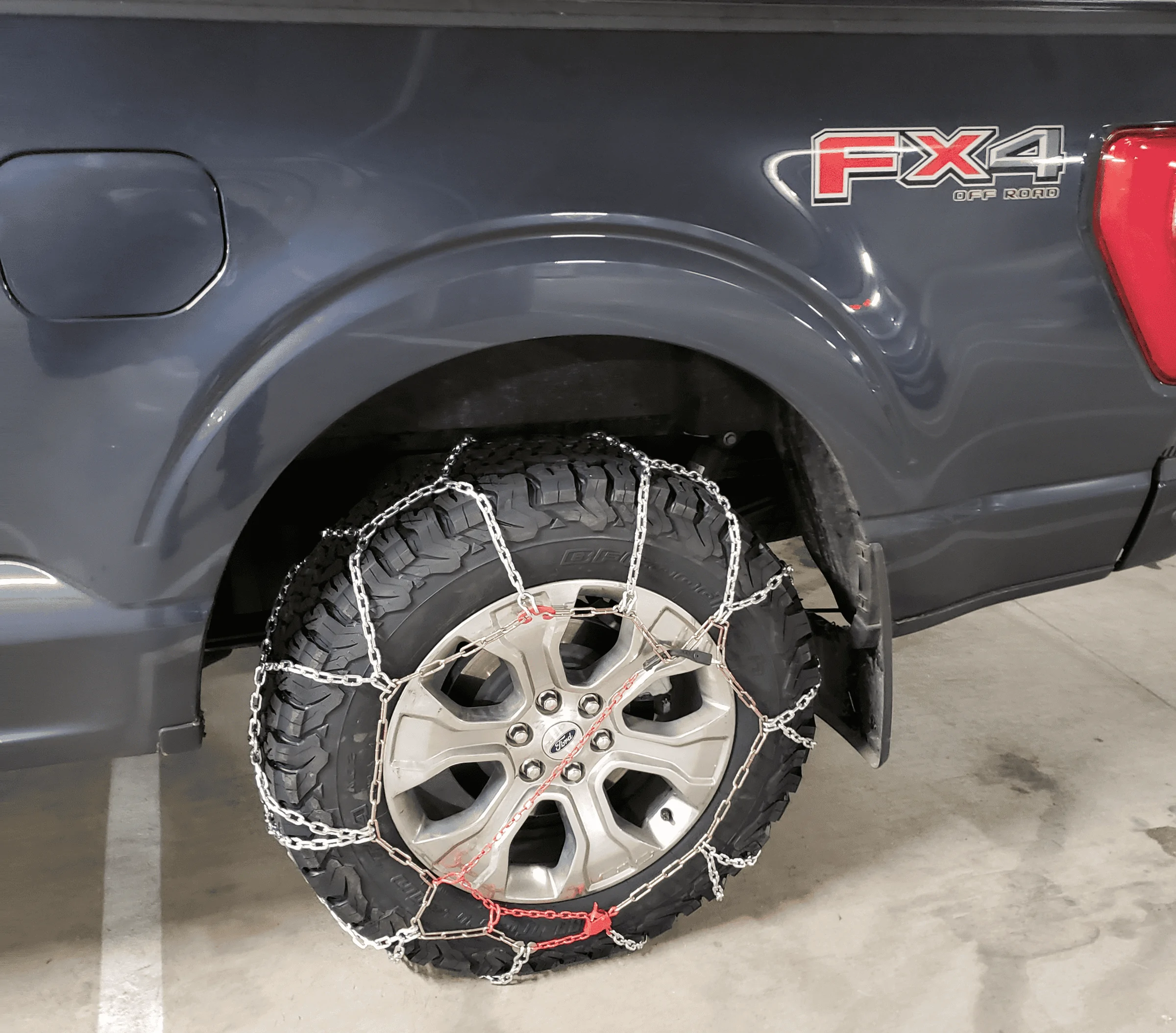 Ford F-150 Lightning Snow Chains on the front wheels? 1639946047090